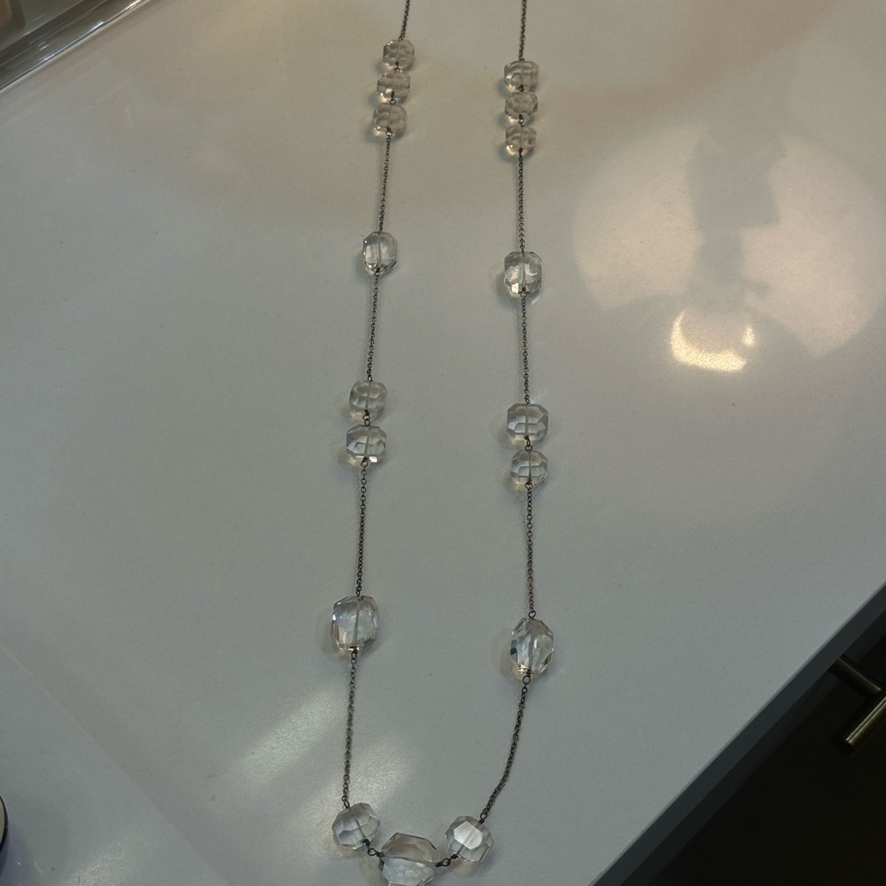 Dominique Cohen Silver Necklace with Clear Accents Matching Earrings EUC Target - Picture 7 of 13